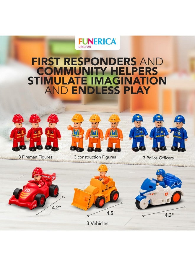 FUNERICA 12Pcs People Figures & Toy Cars Playset Fireman Police Construction Workers Pretend Play Vehicle & Figurine Set Accessories For Kids Emergency Vehicles And Construction Toys Imaginative Play - Image 3