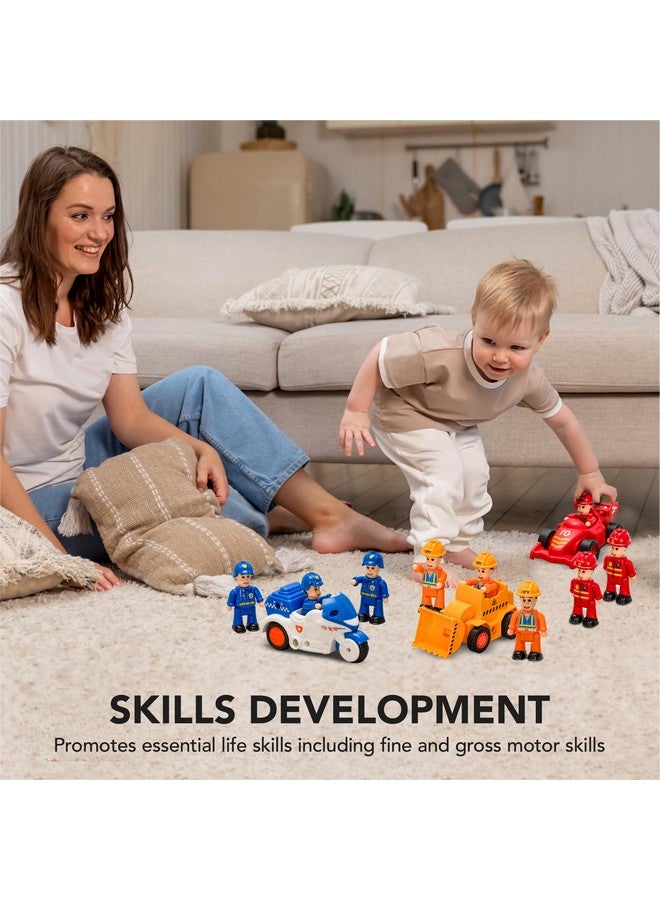 FUNERICA 12Pcs People Figures & Toy Cars Playset Fireman Police Construction Workers Pretend Play Vehicle & Figurine Set Accessories For Kids Emergency Vehicles And Construction Toys Imaginative Play - Image 4
