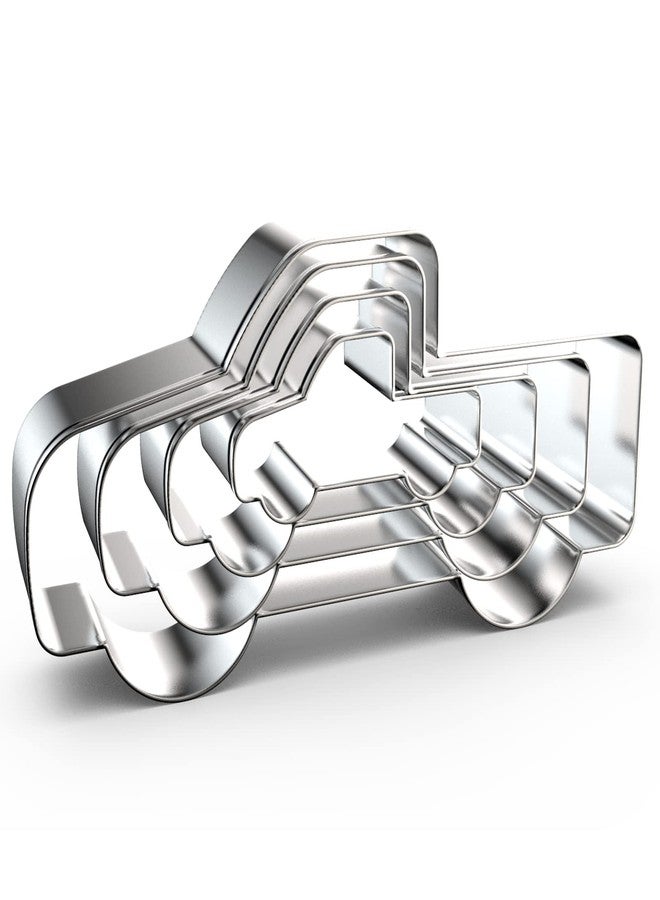 QAAQS Large Vintage Pickup Truck Cookie Cutter Set Assorted Sizes - 5 Inch, 4 Inch, 3 Inch, 2 Inch - 4 Piece Construction Truck Vehicles/Machines Cookie Cutters Shapes - Stainelss Steel - Image 1