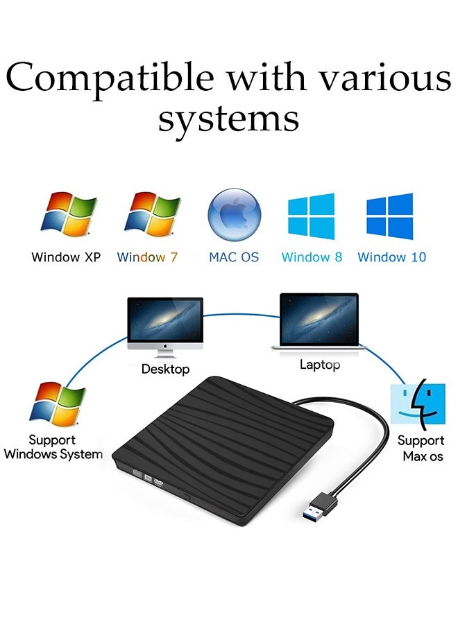 DUNISO External  Drive with USB 3.0 and Type-C,Portable DVD/CD Reader with Non-slip Rubber pad,suitable for Laptop,Desktop and more - Image 5