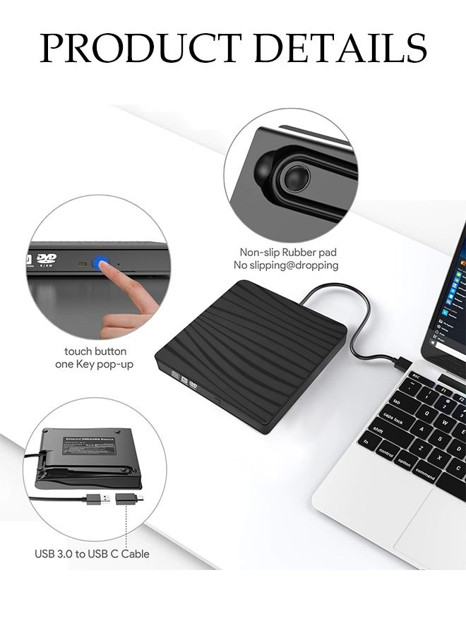 DUNISO External  Drive with USB 3.0 and Type-C,Portable DVD/CD Reader with Non-slip Rubber pad,suitable for Laptop,Desktop and more - Image 4