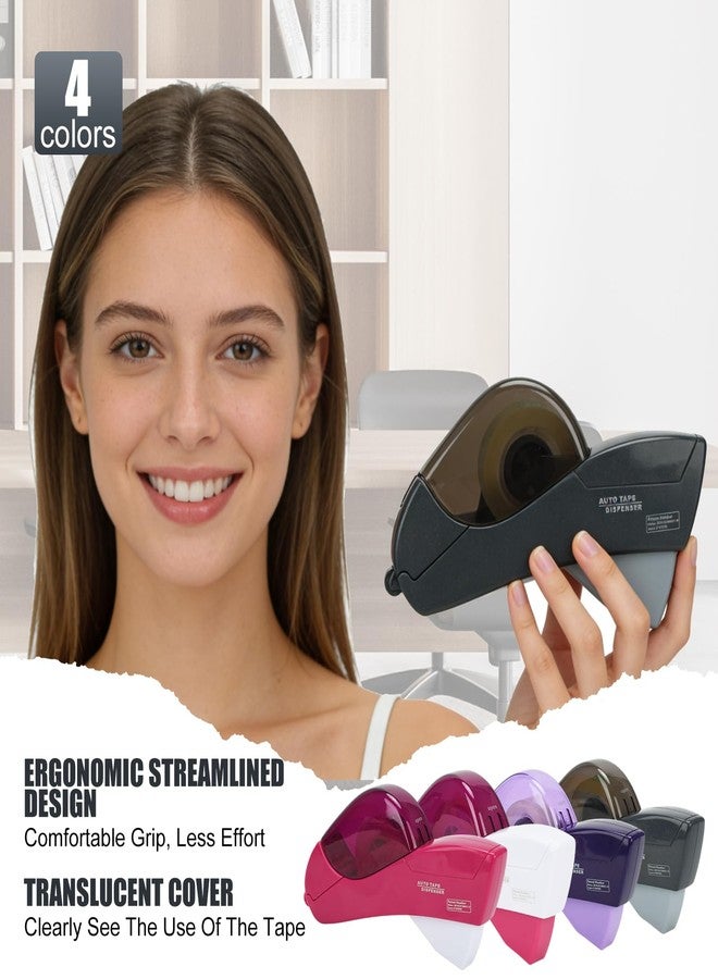 MFBJXC Handheld Auto Tape Dispenser - Wrapping Paper Cutter and Tape Dispenser, Fits 1/2" to 3/4" Tape (Include 1 Roll), Safe & Easy to Cut for Gift Wrap, Crafts, Office Use (Grey) - Image 2