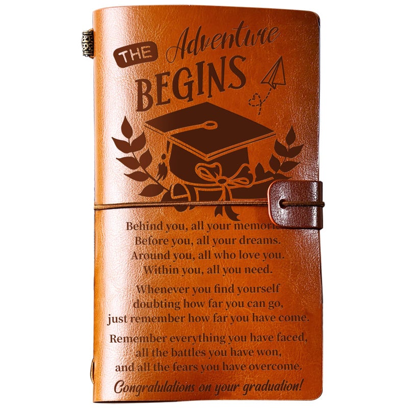 PRSTENLY Graduation Gifts Leather Journal, Graduation Gifts for Her Him 140 Page Refillable Journal, 2025 High School College Masters Degree Phd Nurse Graduation Gift Ideas for Women Men - Image 1