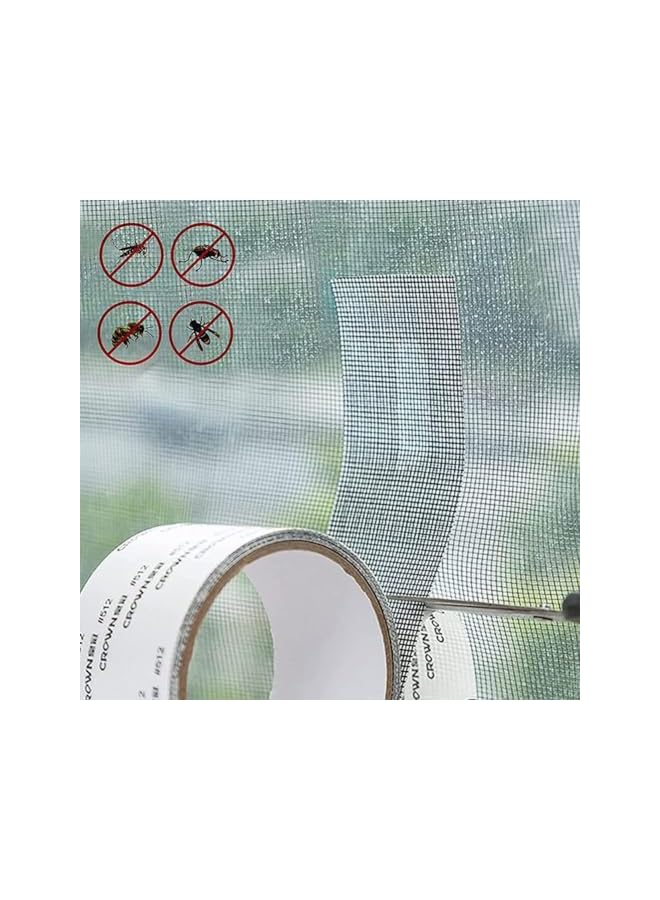 The BrosWindow Screen Repair Tape, Fiberglass Covering Mesh Tape, Self-Adhesive Screen Door Mesh Repair Kit Patch for Window Door Tears Holes - 2 Roll Grey (5CM x 2M) - Image 2