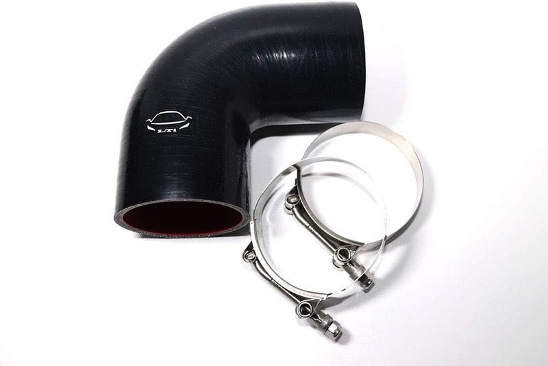 TenKeAuto 4-Ply Reinforced 3" ID 90 Degree Elbow Silicone Hose Coupler with T Bolt Clamp - Black - Image 3