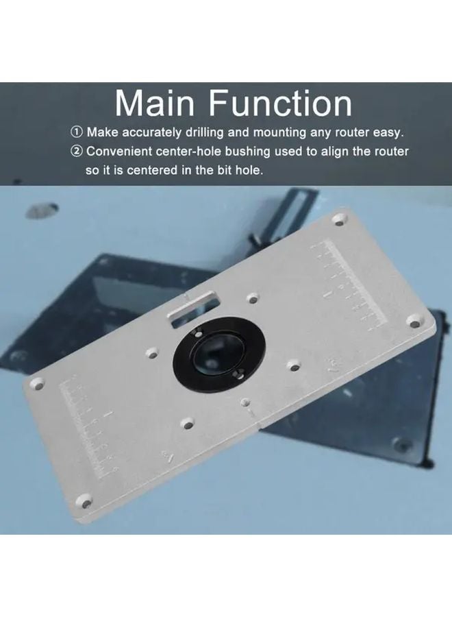 Silvery Grey Aluminum Router Table Insert Plate With 4 Precision Rings Matte Finish - Image 2