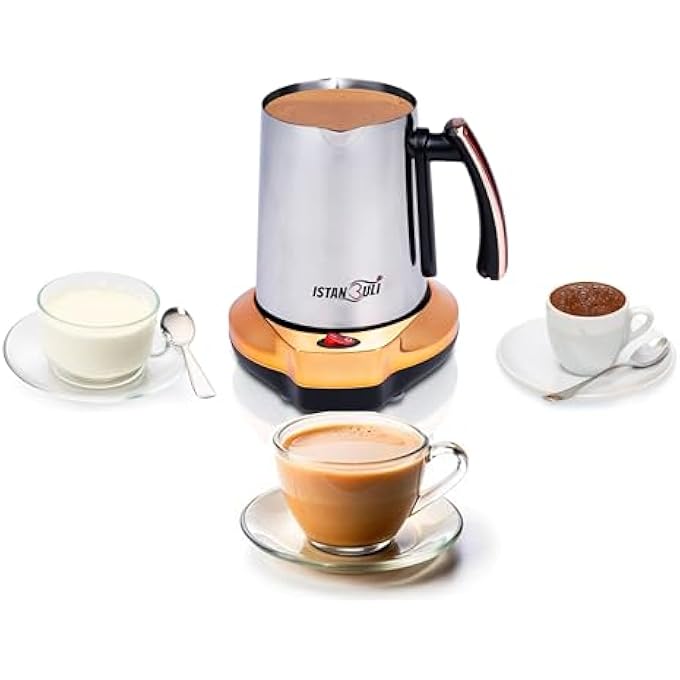 استنبولي  وعاء كهربائي من الفولاذ المقاوم للصدأ بقاعدة رخامية غير لاصقة مثالي للحليب والقهوة التركية والكرك - Image 3