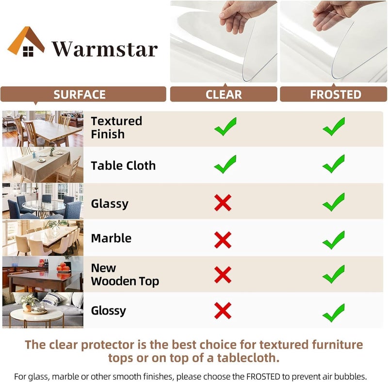 Warmstar Clear Table Protector 2mm Thick, Dia.66 Inch Round Table Cover Protector, Plastic Table Cover, Clear Desk Mat Desk Pad, Desk Protector Mat for Coffee Table, Writing Desk, Dining Room - Image 3