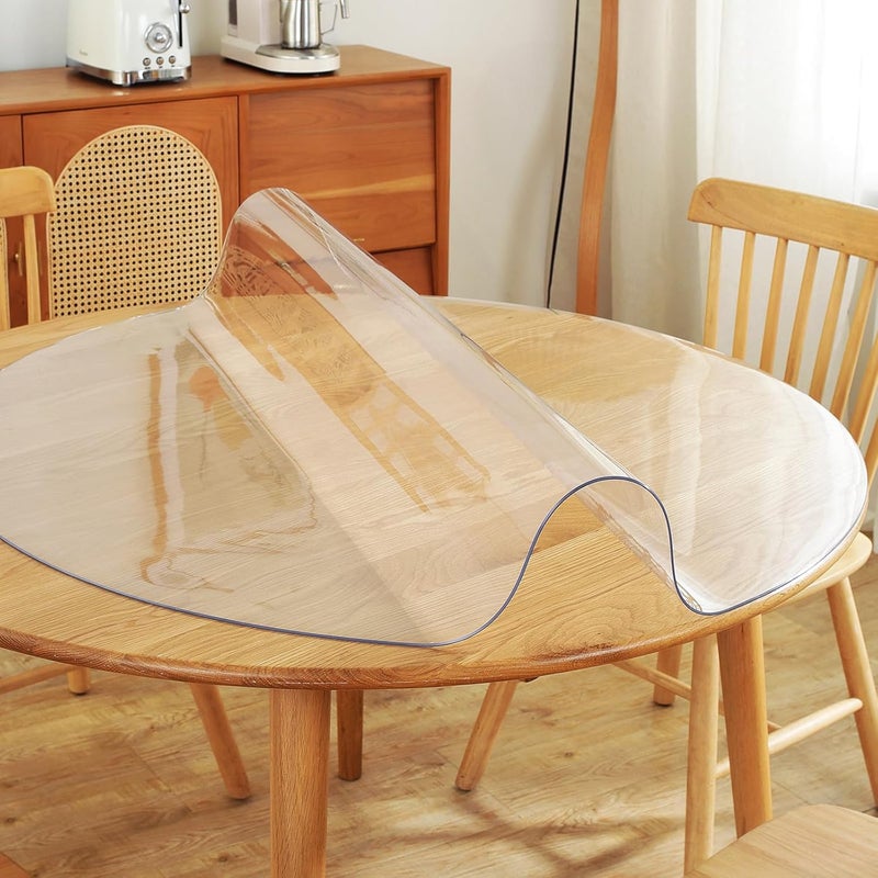 Warmstar Clear Table Protector 2mm Thick, Dia.66 Inch Round Table Cover Protector, Plastic Table Cover, Clear Desk Mat Desk Pad, Desk Protector Mat for Coffee Table, Writing Desk, Dining Room - Image 1
