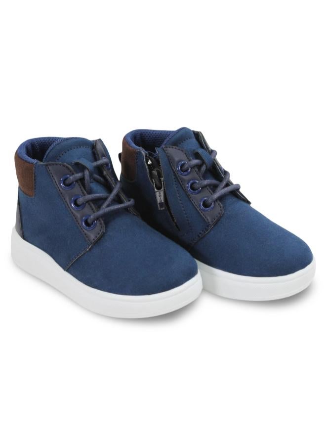 Trend Unisex Leather Half Boots - Navy & Lace Design - Image 1