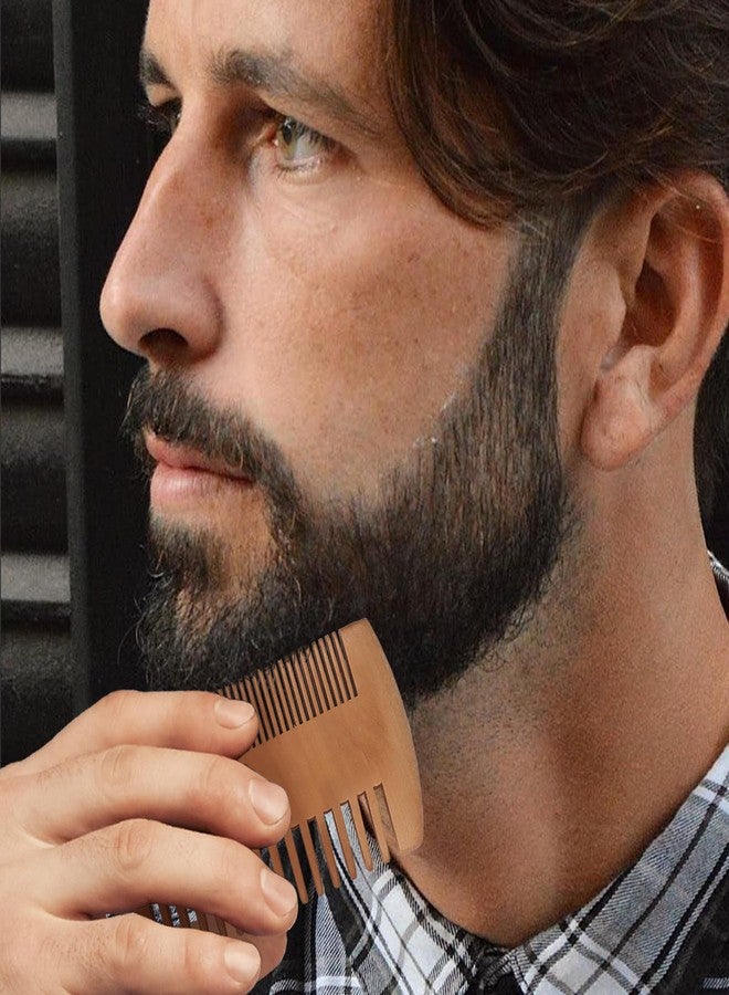 YOLCAR Pearwood Beard Comb, Wooden Beard Comb for Men with Leather Case, Dual-Sided Teeth for Beard Grooming - Image 4