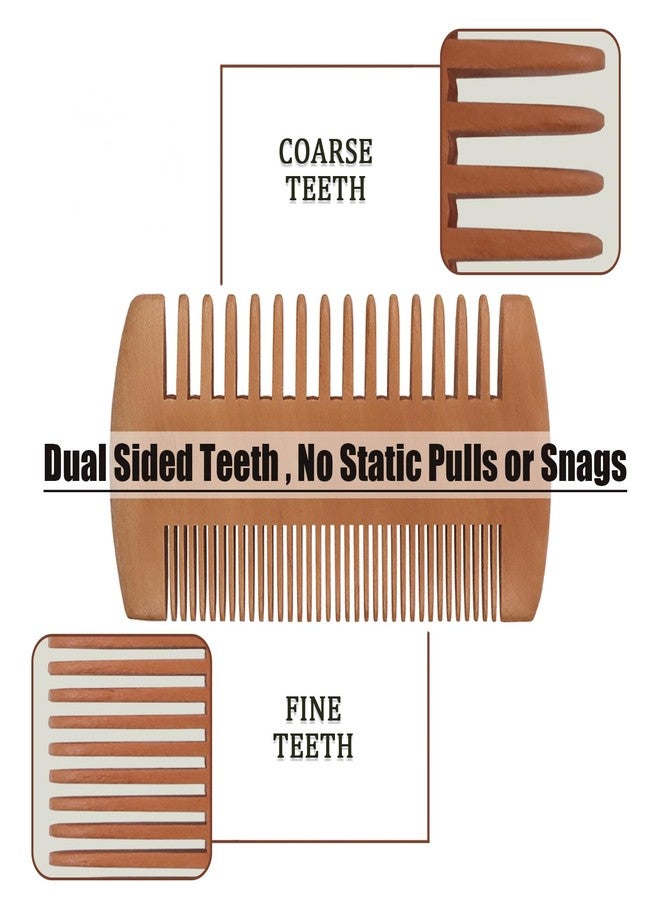 YOLCAR Pearwood Beard Comb, Wooden Beard Comb for Men with Leather Case, Dual-Sided Teeth for Beard Grooming - Image 3