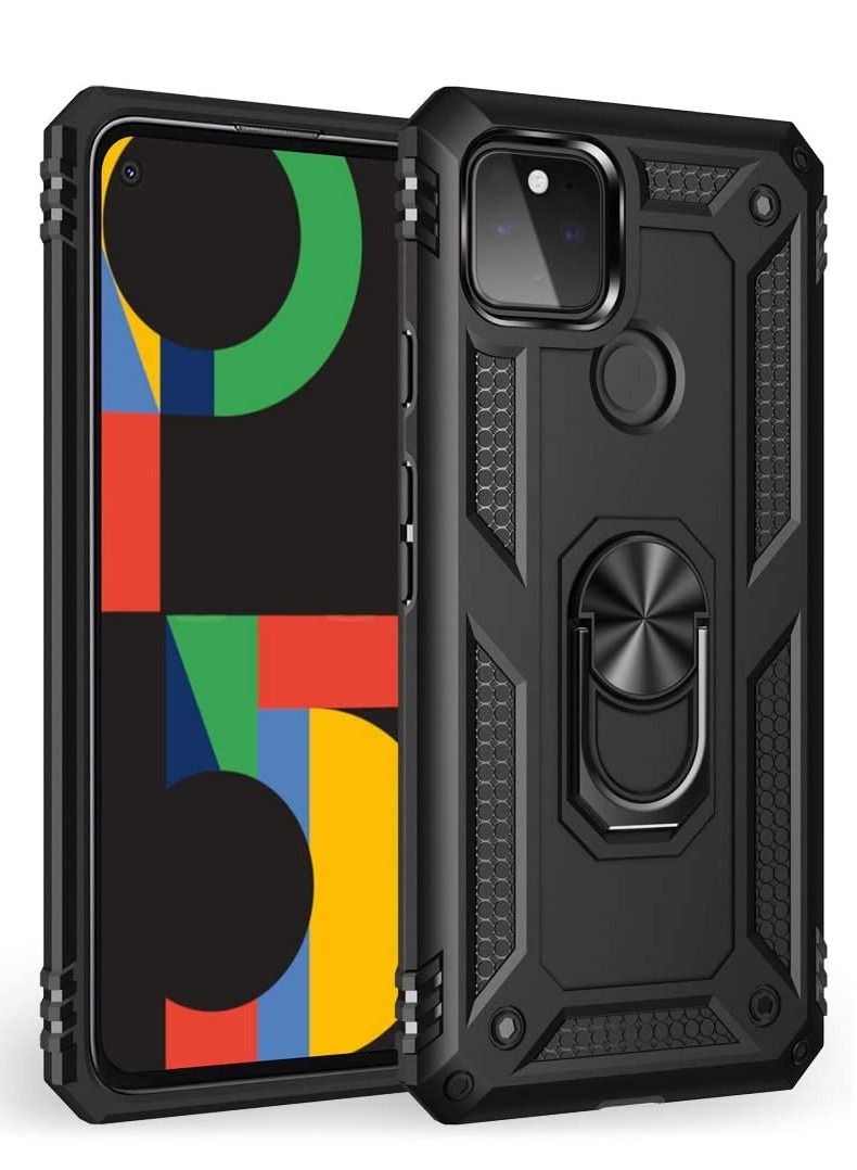 Rock Pow غطاء حماية قوي ومقاوم للصدمات من السيليكون مع حامل حلقي للإصبع بزاوية 360 درجة لهاتف Google Pixel 5 - Image 1