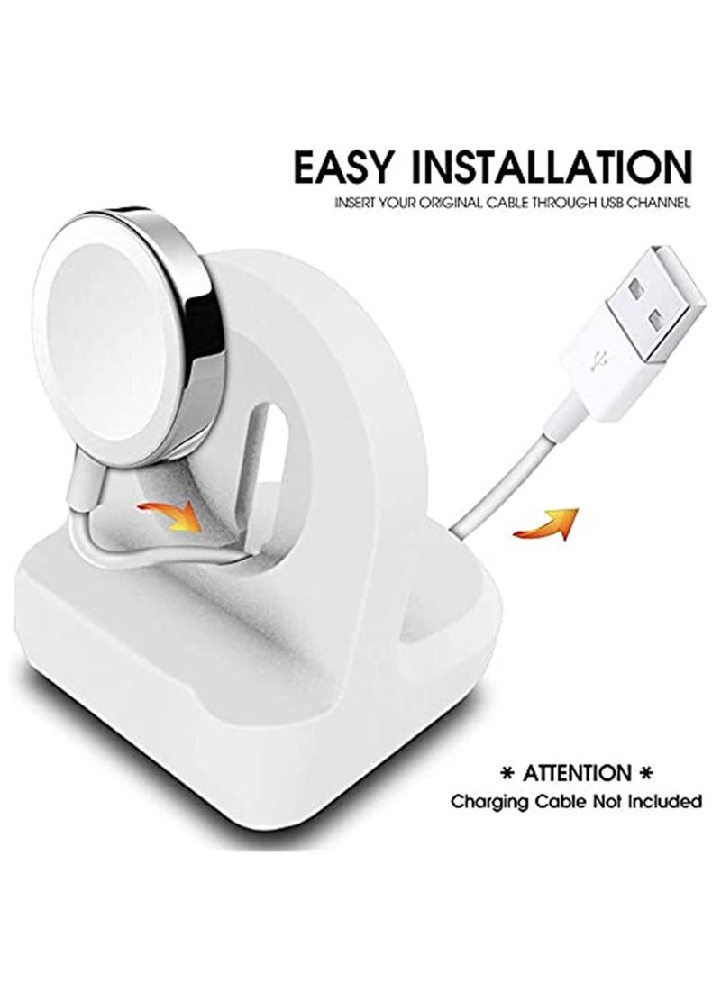 Silicone Charge Stand Holder Station Dock for Apple Watch Series 7/6/SE/5/4/3/2/1 (45mm 44mm 42mm 41mm 40mm 38mm) Charger Cable - Image 3
