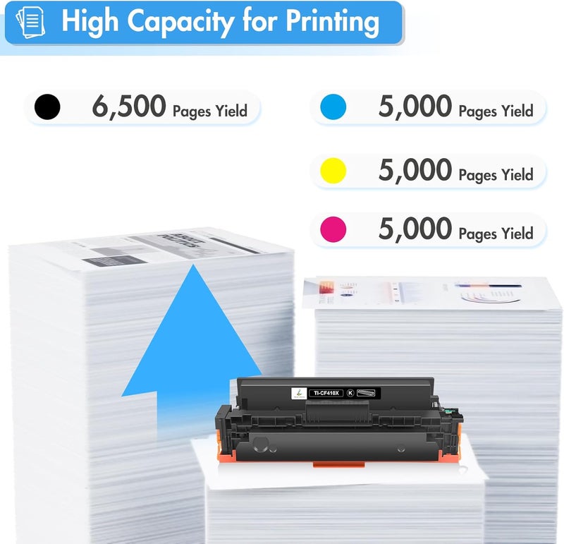 True Image خرطوشة حبر متوافقة لاستبدال HP 410 410A 410X CF410X CF410A Color Laserjet Pro MFP M477fdw M477fdn M377dw M477fnw M452dn M452dw M452nw M452 M477 M377 - 4. 4. 4. عبوة سوداء - Image 3