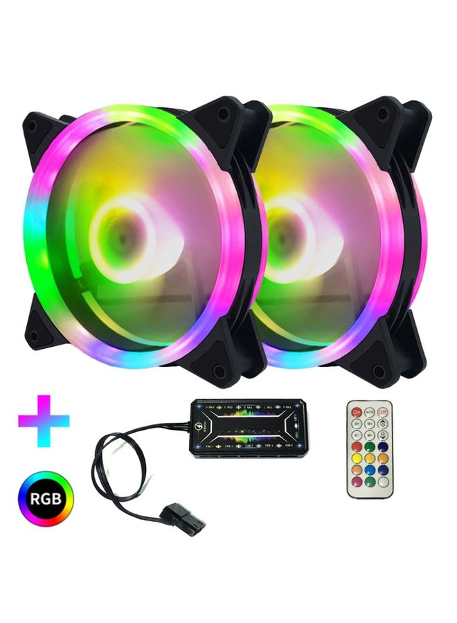 BURAQ Computer CPU RGB luminous Radiator 2 Fans+Remote Control  - Image 1