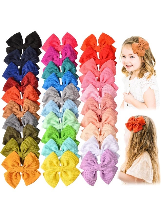 Prohouse 30 PCS Baby Girls Hair Bows Clips Barrettes Waffle Hair Accessories with Alligator Clip for Babies Girl Infant Toddlers Kids Teens - Image 1