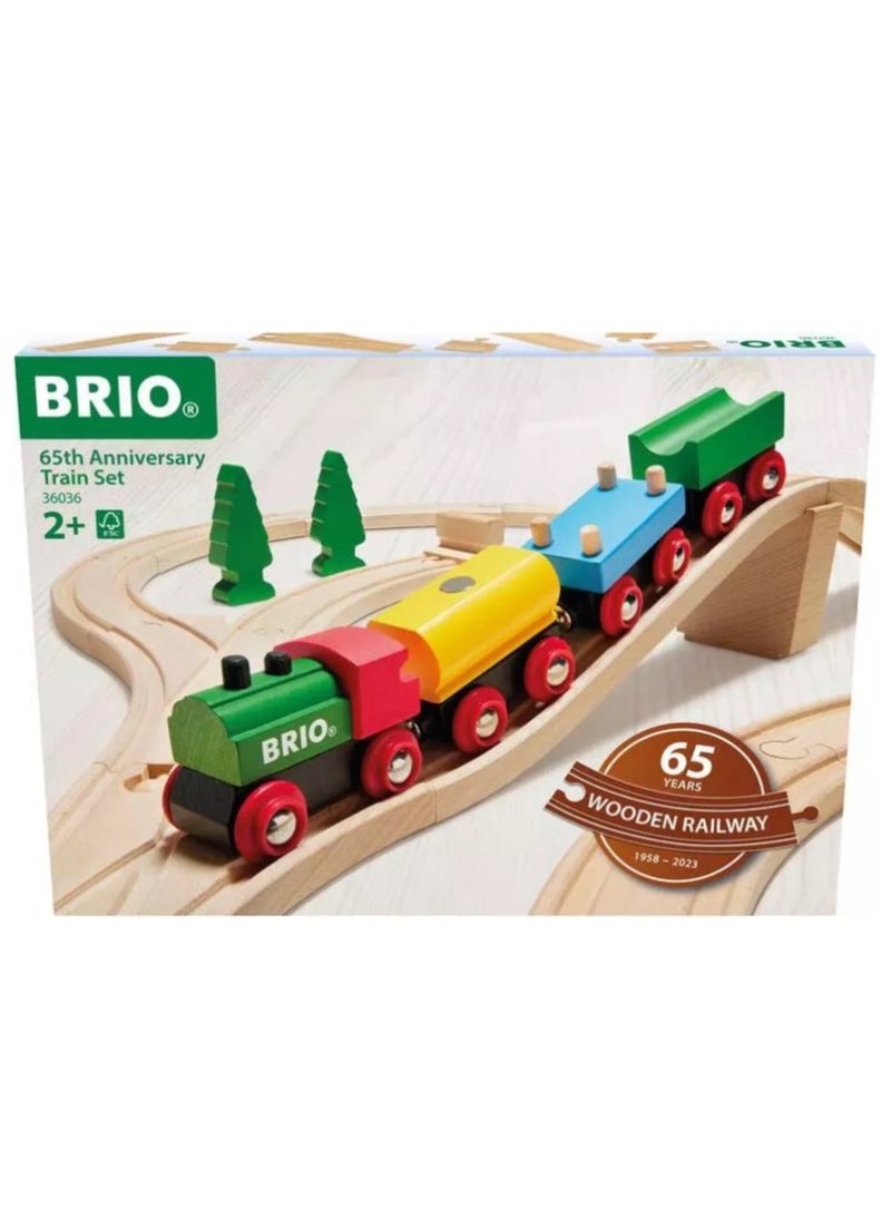 Brio مجموعة قطار خشبي كلاسيكي BRIO على شكل 8 – مجموعة بداية مكونة من 22 قطعة مع محرك، محطة، جسر، أشجار ومسارات – لعب تخيلي كلاسيكي للأعمار 3+ | 36036-B - Image 1