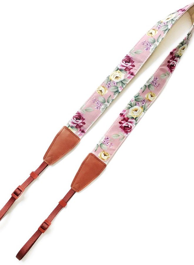 Alled Camera Neck Shoulder Belt Strap, Leather Vintage Print Soft Camera Straps for Women/Men for DSLR/SLR/Nikon/Canon/Sony/Olympus/Samsung/Pentax/Fujifilm (LeatherÿPinkÿPrint) - Image 2