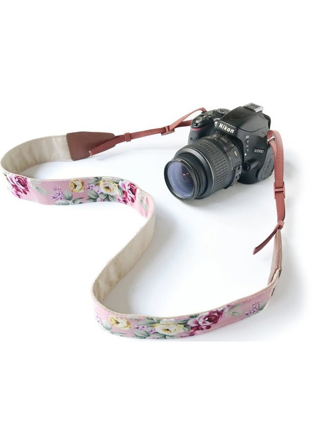Alled Camera Neck Shoulder Belt Strap, Leather Vintage Print Soft Camera Straps for Women/Men for DSLR/SLR/Nikon/Canon/Sony/Olympus/Samsung/Pentax/Fujifilm (LeatherÿPinkÿPrint) - Image 3