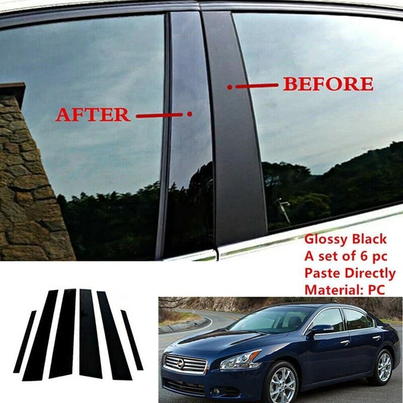 QASULER 6Pcs Car Pillar Trim Stickers for Nissan Maxima - Image 3