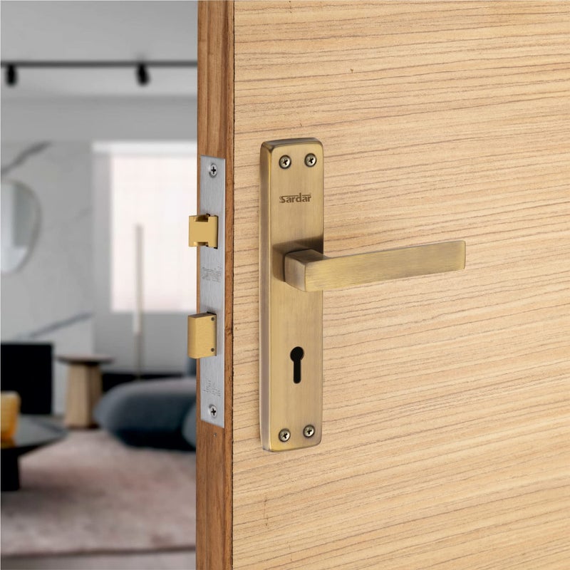 SARDAR Square 8 Inch Stainless Steel Handle Set|2 Keys | 6 Lever Single Turn Lock Set| Handle Set for Door, Bathroom, Bedroom, Living Room| (Antique Finish) - Image 5