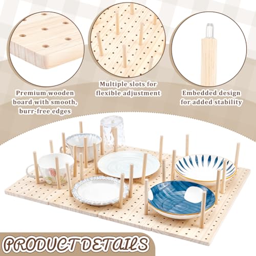peacoblue 6 - Piece Wood Pegboard Drawer Organizer Set for Dishes - Kitchen Drawer Peg Organizer 40 Pegs & Screws Included - Organizing Kitchen Dishes, Plates Pegboard Food Containers(17x5.9inch) - Image 4