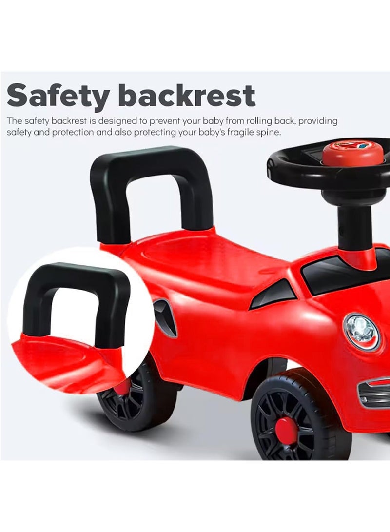 LB Kids Ride On Car with Steering Wheel Horn, Safety Backrest and Non-Slip Wheels - Image 4