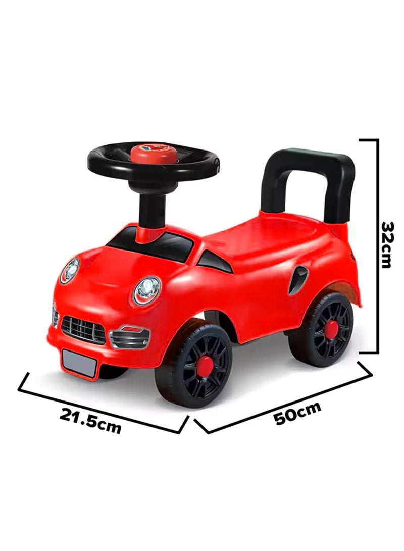 LB Kids Ride On Car with Steering Wheel Horn, Safety Backrest and Non-Slip Wheels - Image 5