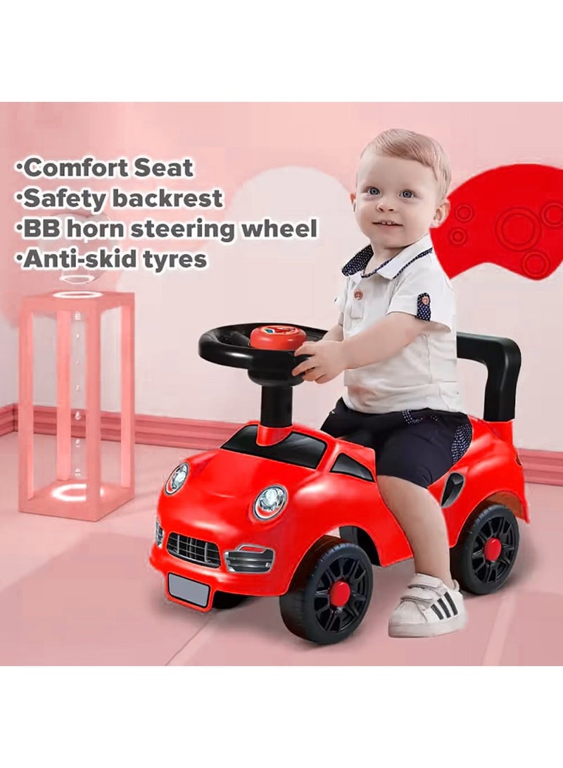 LB Kids Ride On Car with Steering Wheel Horn, Safety Backrest and Non-Slip Wheels - Image 2