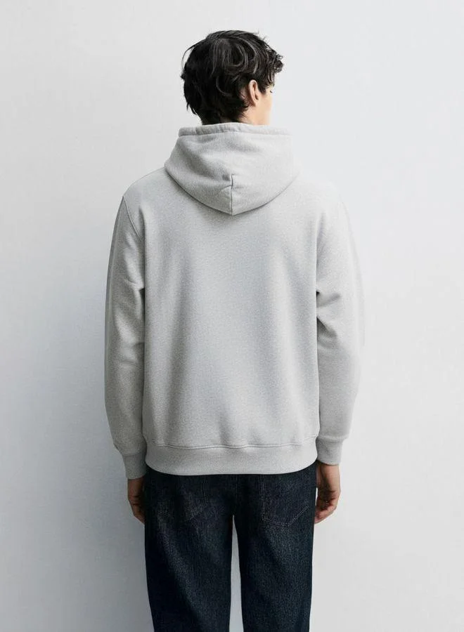 The Indian Garage Co Men Relaxed Fit Embroidered Hooded Neck Full Sleeves Sweatshirt