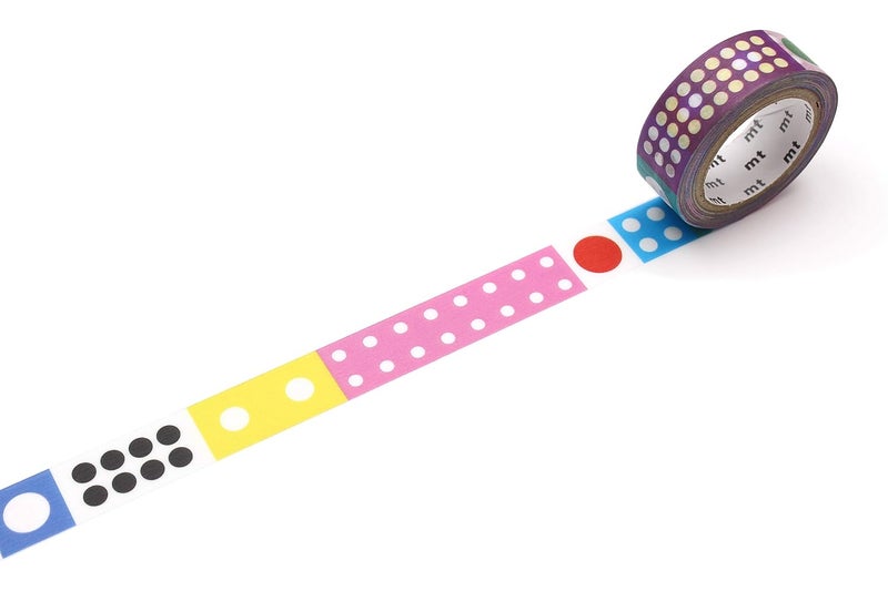MT mt Washi Masking Tape, 15mm x 7 mtrs Shade -Kapitza Polka Dot Ice, (Pack of 1)  - Image 1