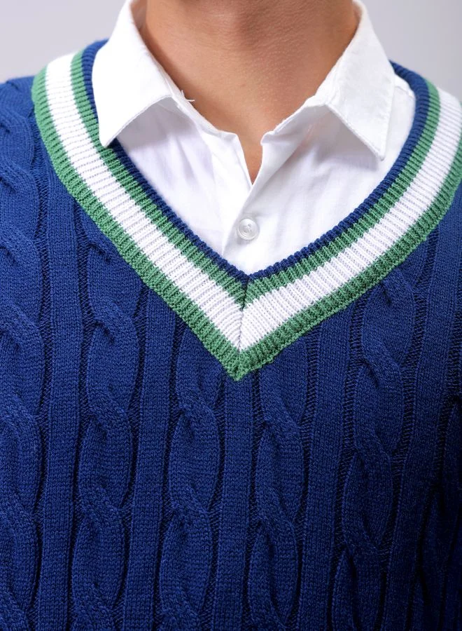 شركة المرآب الهندية Men Relaxed Fit Textured V-Neck Sweater