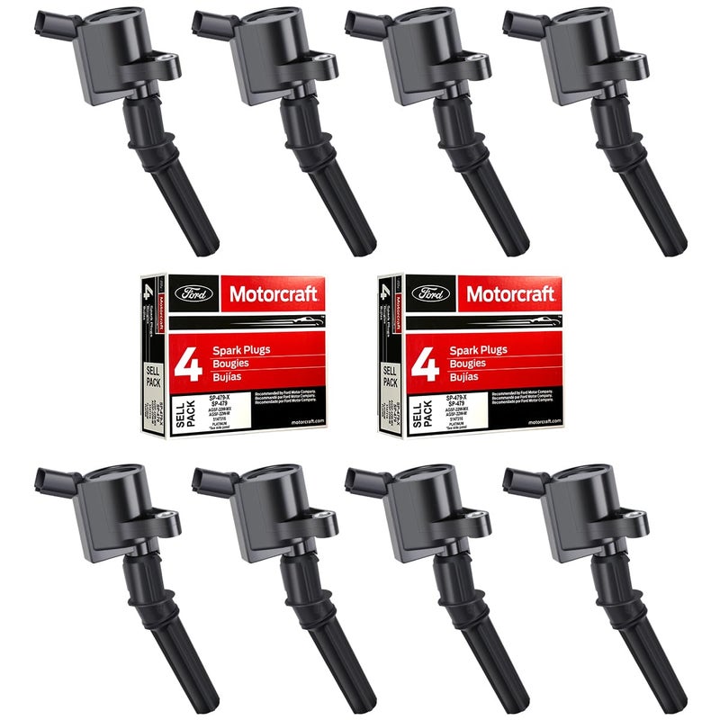 MAS Set of 8 Ignition Coil DG508 & Motorcraft Spark Plug SP479 Compatible with Ford 5.4L V8 DG472 DG457 DG491 Crown Victoria Expedition F-150 F-250 Mustang Lincoln Mercury Explorer - Image 1