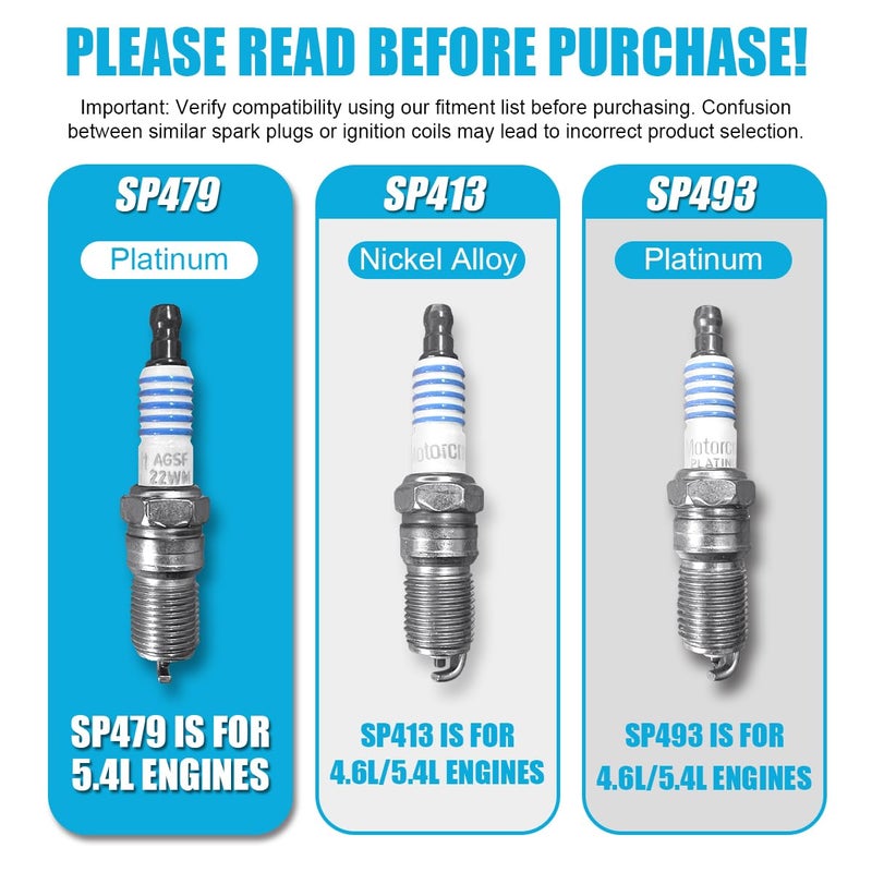 MAS Set of 8 Ignition Coil DG508 & Motorcraft Spark Plug SP479 Compatible with Ford 5.4L V8 DG472 DG457 DG491 Crown Victoria Expedition F-150 F-250 Mustang Lincoln Mercury Explorer - Image 2