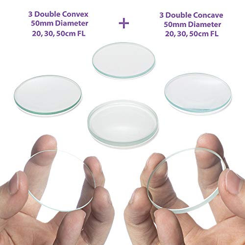 Amlong Crystal Premium Optical Glass Double Convex and Concave Lens Set, 75mm Diameter, 20cm Focal Length, 2 Pieces Set - Image 5
