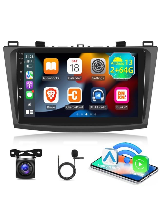 EKAT [2G+64G] Car Radio for Mazda 3 2009-2013, Android 13 Touch Screen Car Play Stereo, Carplay/Android Auto/EQ Audio/SWC/Bluetooth - Image 1