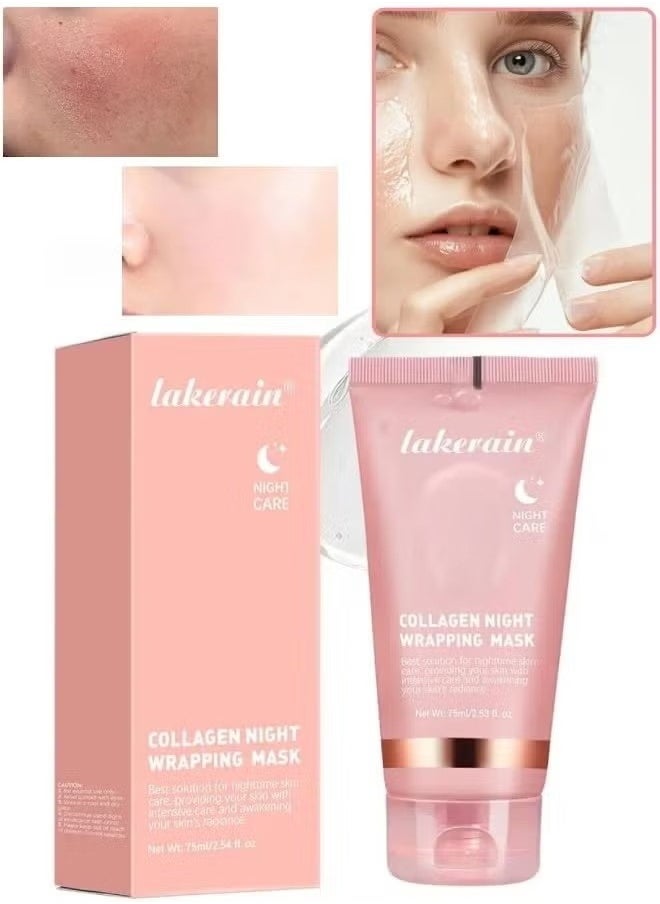 lakerain 75ml Collagen Night Wrapping Mask for Skin Tone and Deep Nourishment Deeply Hydrates Skin Overnight Face Mask Collagen Mask Face Serum Deep Collagen Mask Overnight Collagen Face Mask  - Image 1