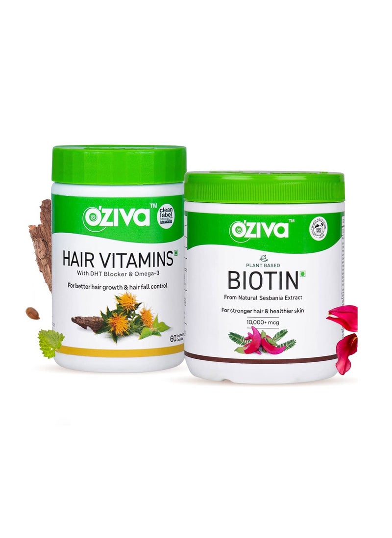 OZiva - Hair Vitamin For Better Hair Growth & Hair Fall Control Hair Vitamins + Biotin - Image 1