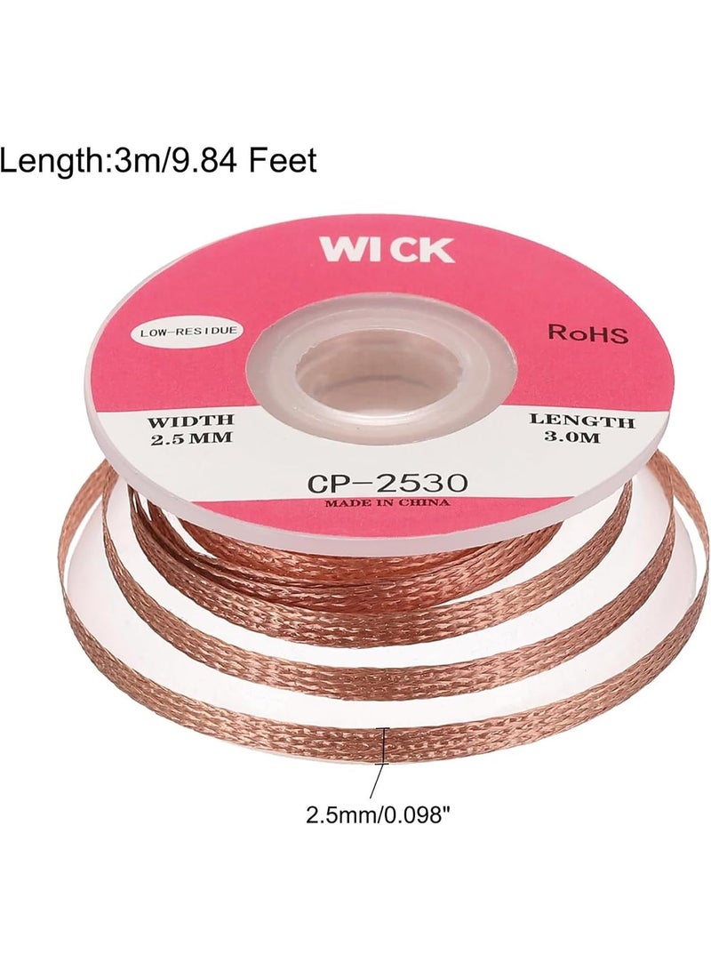 MJZ 2 Pack No-Clean Solder Wick, 2.5mm Wide Solder Wire, 3 M Long Desoldering Wire, for Electronic Soldering Repairing Removing Solder for Disassembling Electrical Components - Image 4