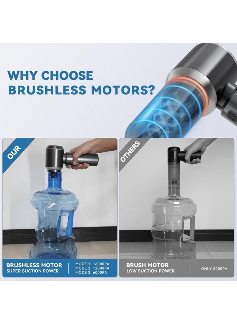 SUITU Handheld Vacuum Cleaner 16000Pa Cordless Car Vacuum with Brushless Motor, 3-Speed Mini Vacuum for Car, Home, Office - Image 4