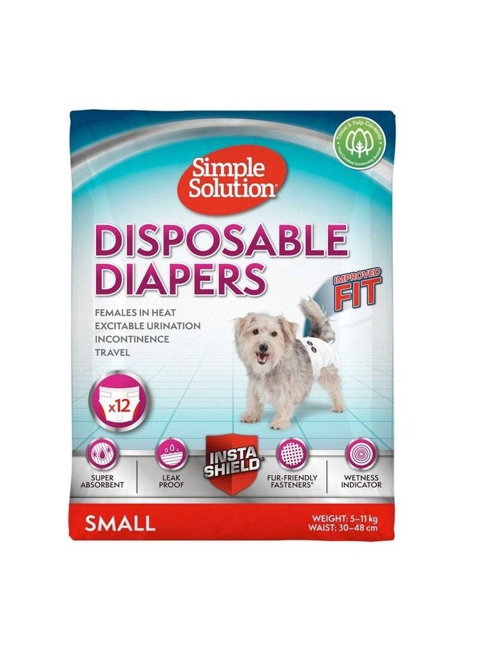 Simple Solution - 12Pc Small Improved Fit Disposable Female Dog Diapers S - Image 1