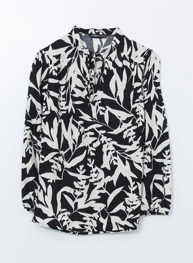 Tie Neck Floral Women's Blouse