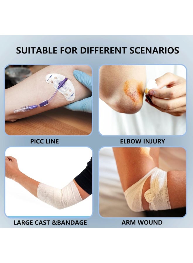 كيلا غطاء دش الخط، أغطية خط القسطرة المركزية المدخلة طرفيًا لأعلى الذراع، واقي خط القسطرة المركزية المدخلة طرفيًا المقاوم للماء والقابل لإعادة الاستخدام للعلاج الكيميائي، كوع الجرح المكسور للاستحمام - Image 4