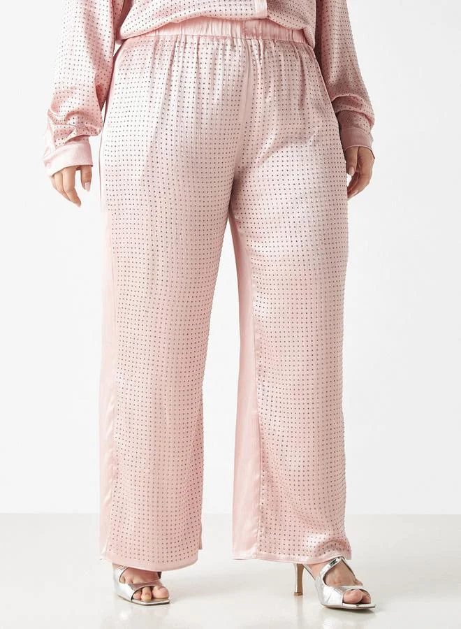 2Xtremz 2Xtremz Embellished Wide Leg Pants with Elasticised Waistband and Pockets