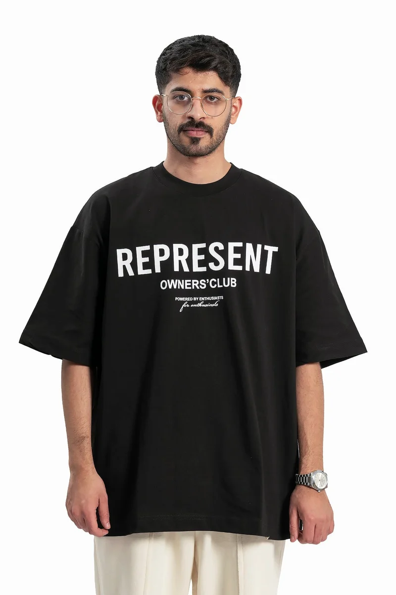 وي كرييت تيشيرت رجالي أسود Represent من WECRE8