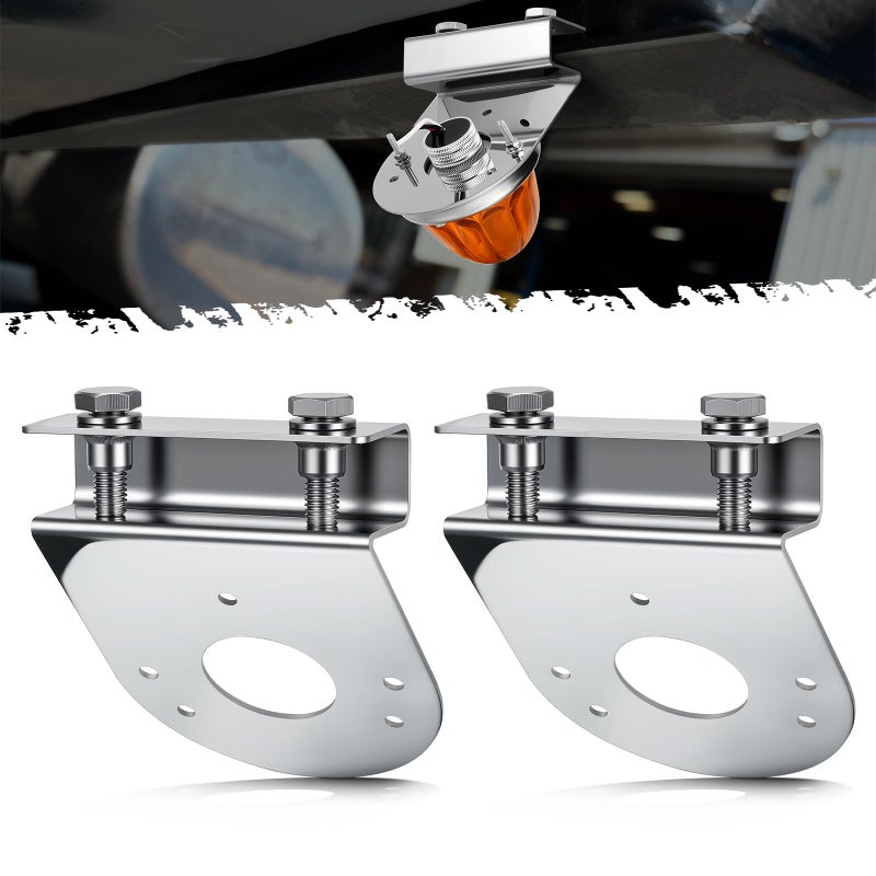 PARTsam 2Pcs Watermelon Light Under Glow Frame Brackets, 45 Degree Angled Clamp-On Mount No Drilling Required, Stainless Steel, Universal for Semi-Trucks Trucks Pickup - Image 1