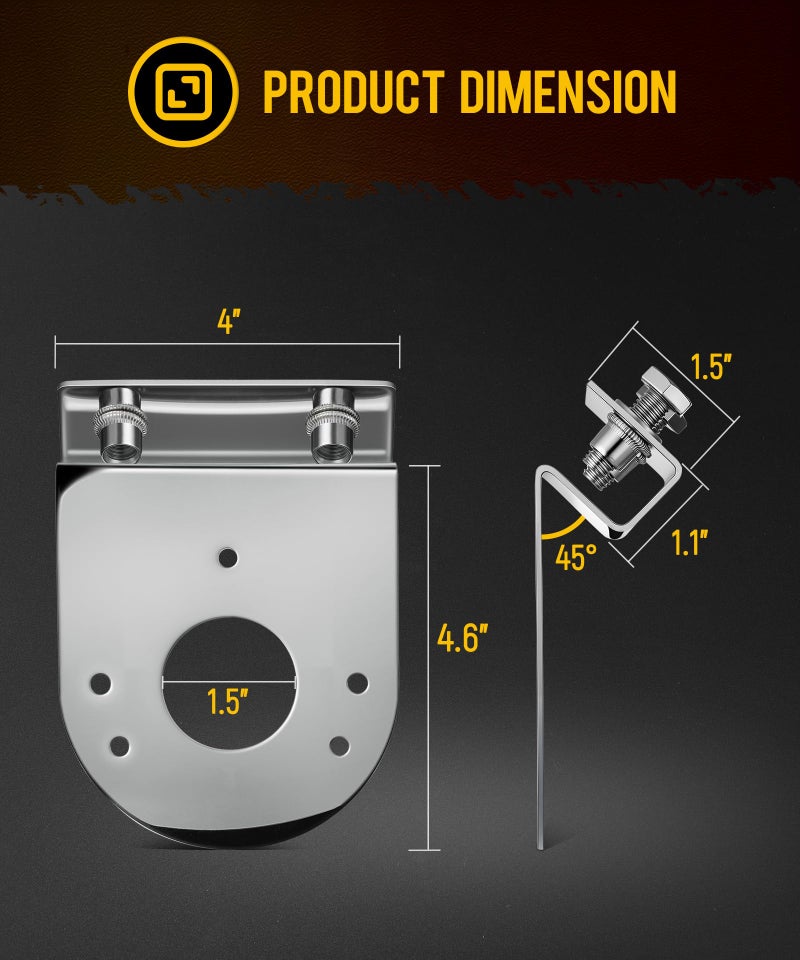 PARTsam 2Pcs Watermelon Light Under Glow Frame Brackets, 45 Degree Angled Clamp-On Mount No Drilling Required, Stainless Steel, Universal for Semi-Trucks Trucks Pickup - Image 4