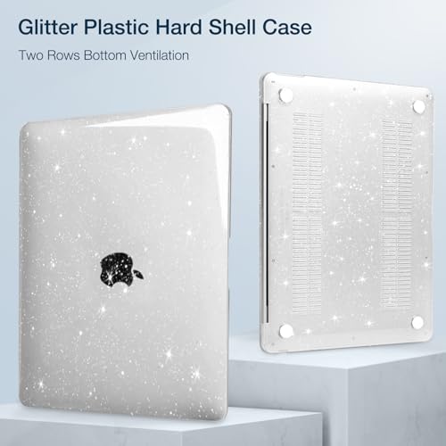 MOSISO Compatible with MacBook Pro 13 inch Case M2 2025, 2024, 2023-2016 A2338 M1 A2251 A2289 A2159 A1989 A1708 A1706, Glitter Sparkly Plastic Hard Shell&Keyboard Cover&Screen Protector, Transparent - Image 5