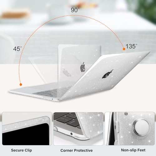 MOSISO Compatible with MacBook Pro 13 inch Case M2 2025, 2024, 2023-2016 A2338 M1 A2251 A2289 A2159 A1989 A1708 A1706, Glitter Sparkly Plastic Hard Shell&Keyboard Cover&Screen Protector, Transparent - Image 3